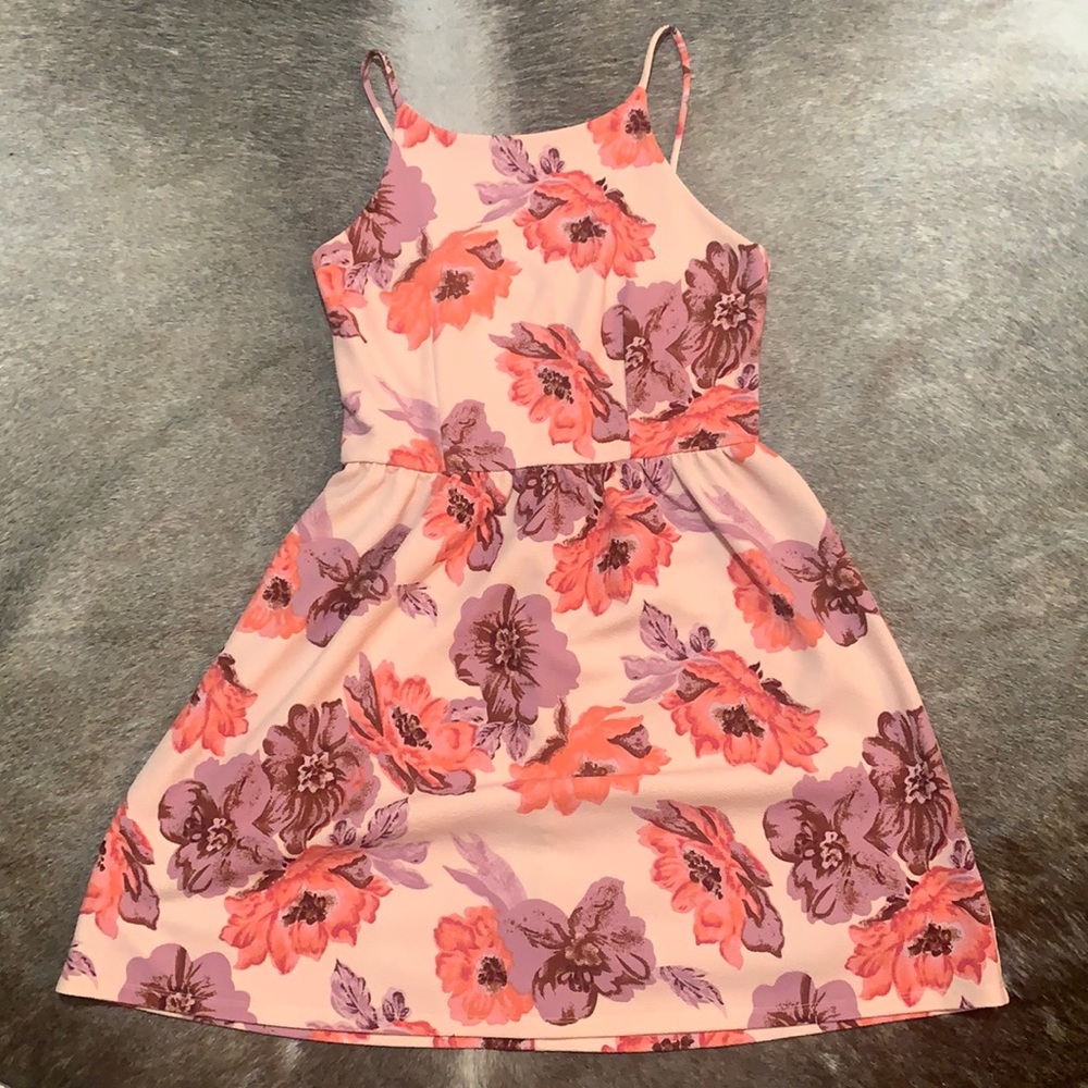 Floral high neck dress
